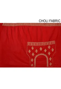 Embroidered Velvet Lehenga in Red