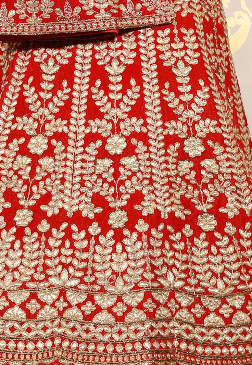 Embroidered Velvet Lehenga in Red