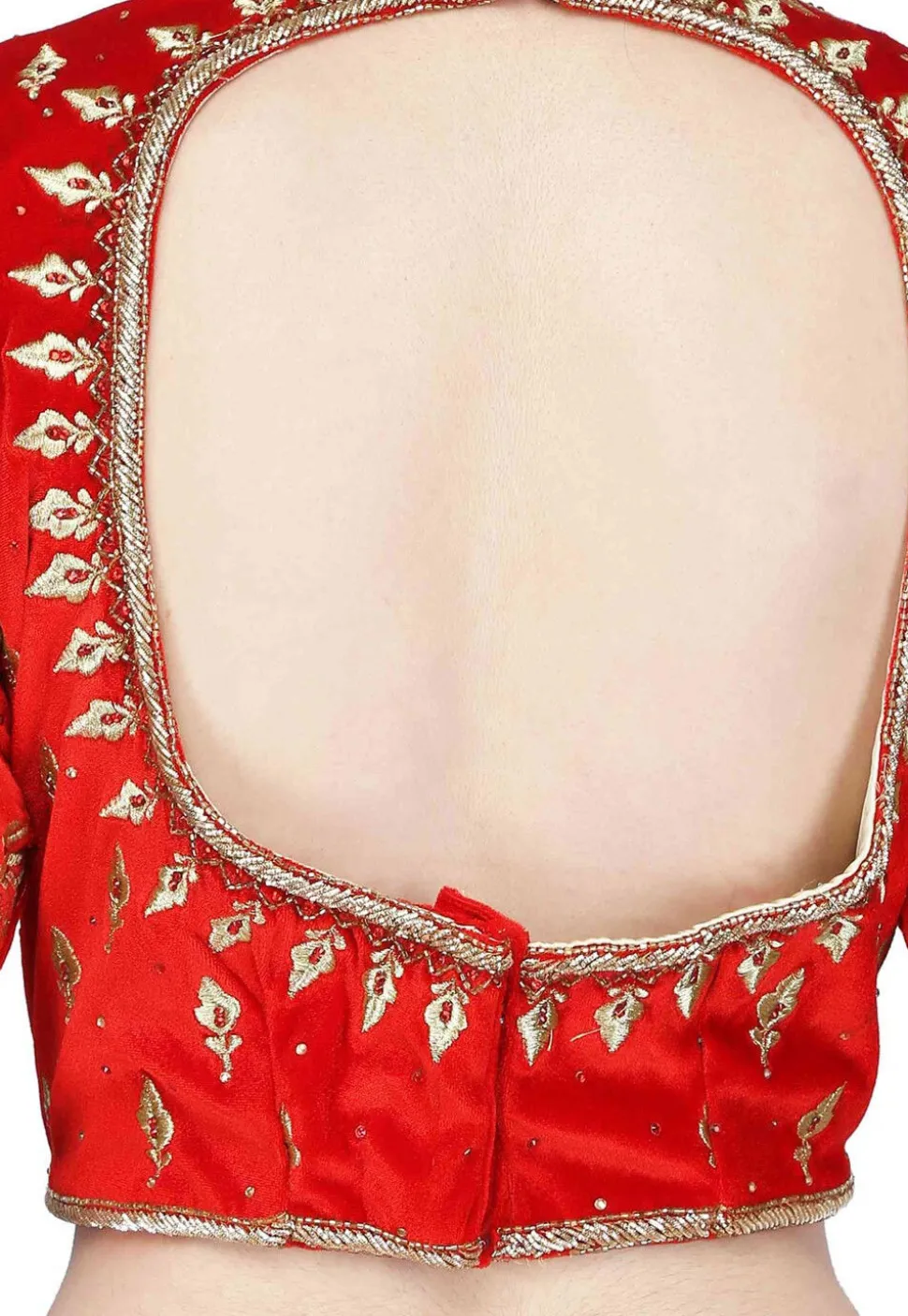 Embroidered Velvet Lehenga in Red