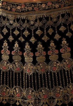 Embroidered Velvet Lehenga in Blue