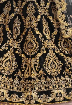 Embroidered Velvet Lehenga in Black