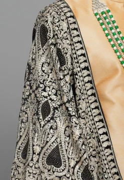 Embroidered Velvet Men Dupatta in Black