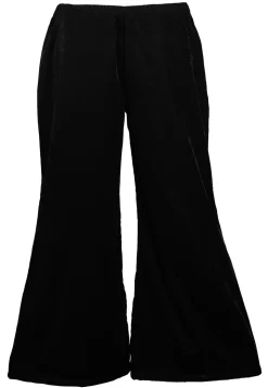 Embroidered Velvet Palazzo in Black