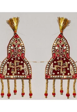 Embroidered Velvet Sevra Set in Maroon