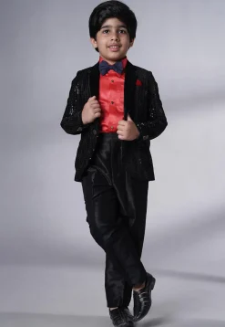 Embroidered Velvet Tuxedo in Black