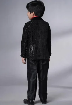 Embroidered Velvet Tuxedo in Black