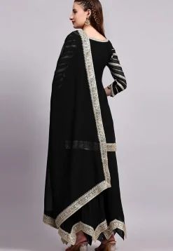Embroidered Viscose Georgette Pakistani Suit in Black