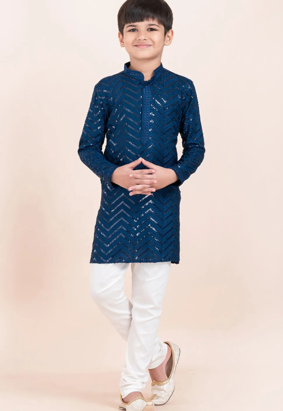 Embroidered Viscose Rayon Kurta Set in Teal Blue