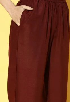 Embroidered Viscose Rayon Pakistani Suit in Brown