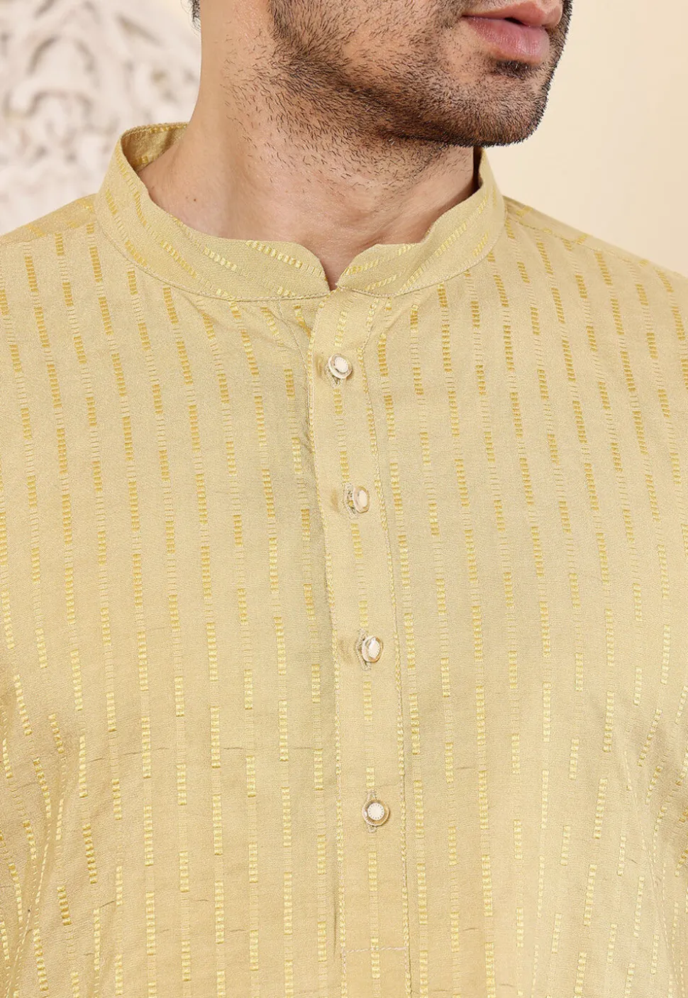 Embroidered Viscose Rayon Kurta in Beige