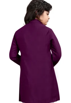 Embroidered Viscose Silk Kurta in Purple