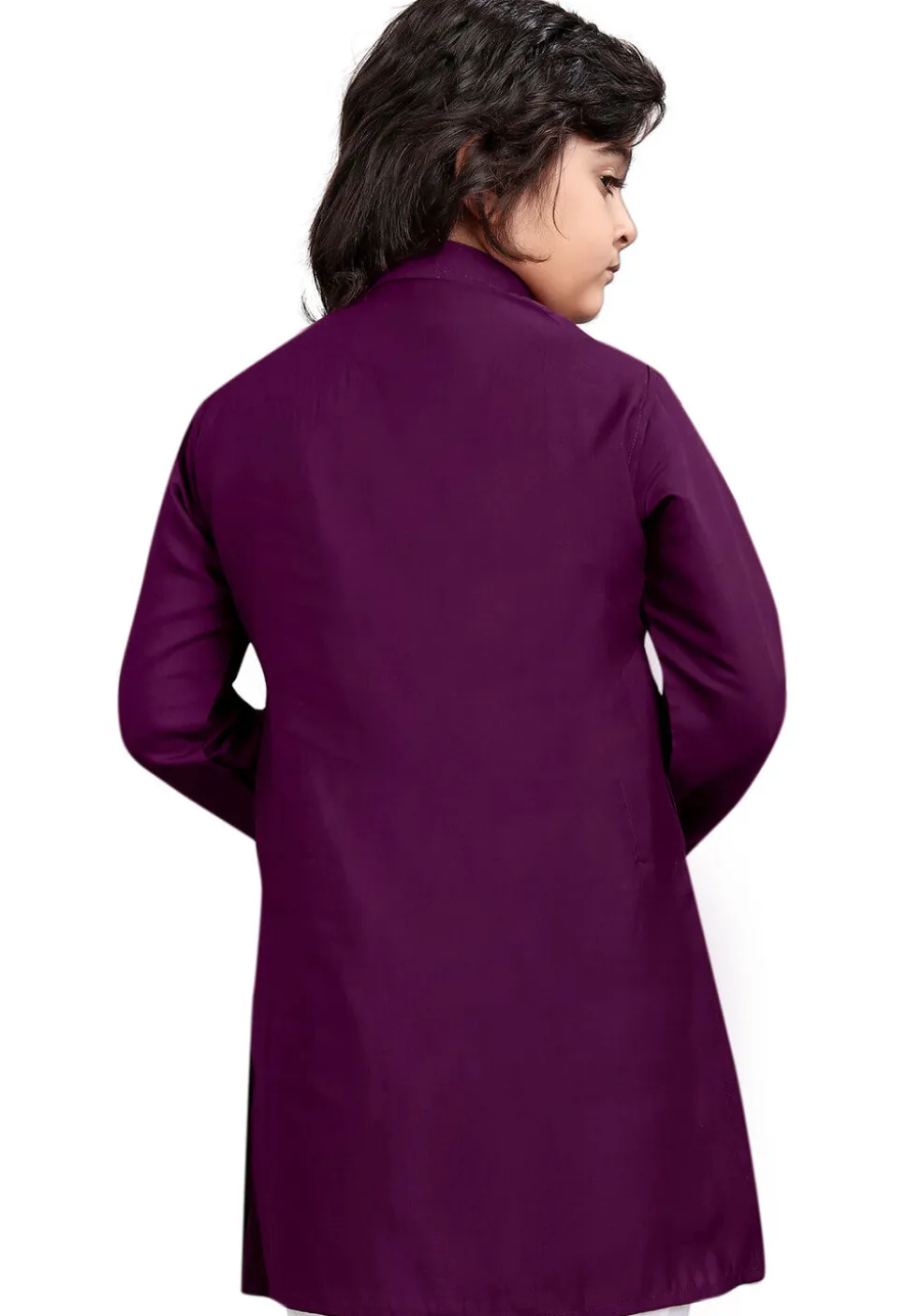 Embroidered Viscose Silk Kurta in Purple