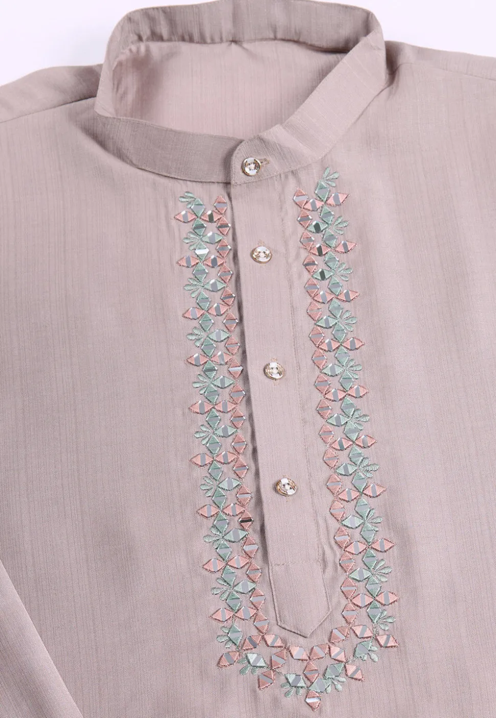 Embroidered Viscose Silk Kurta in Lilac