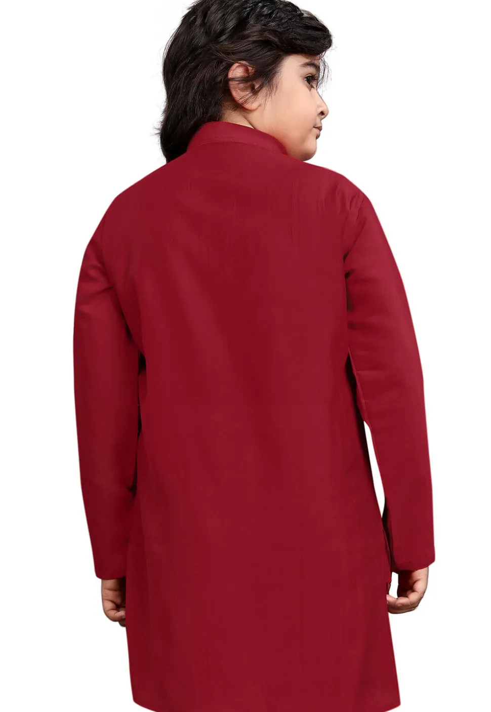 Embroidered Viscose Silk Kurta in Maroon