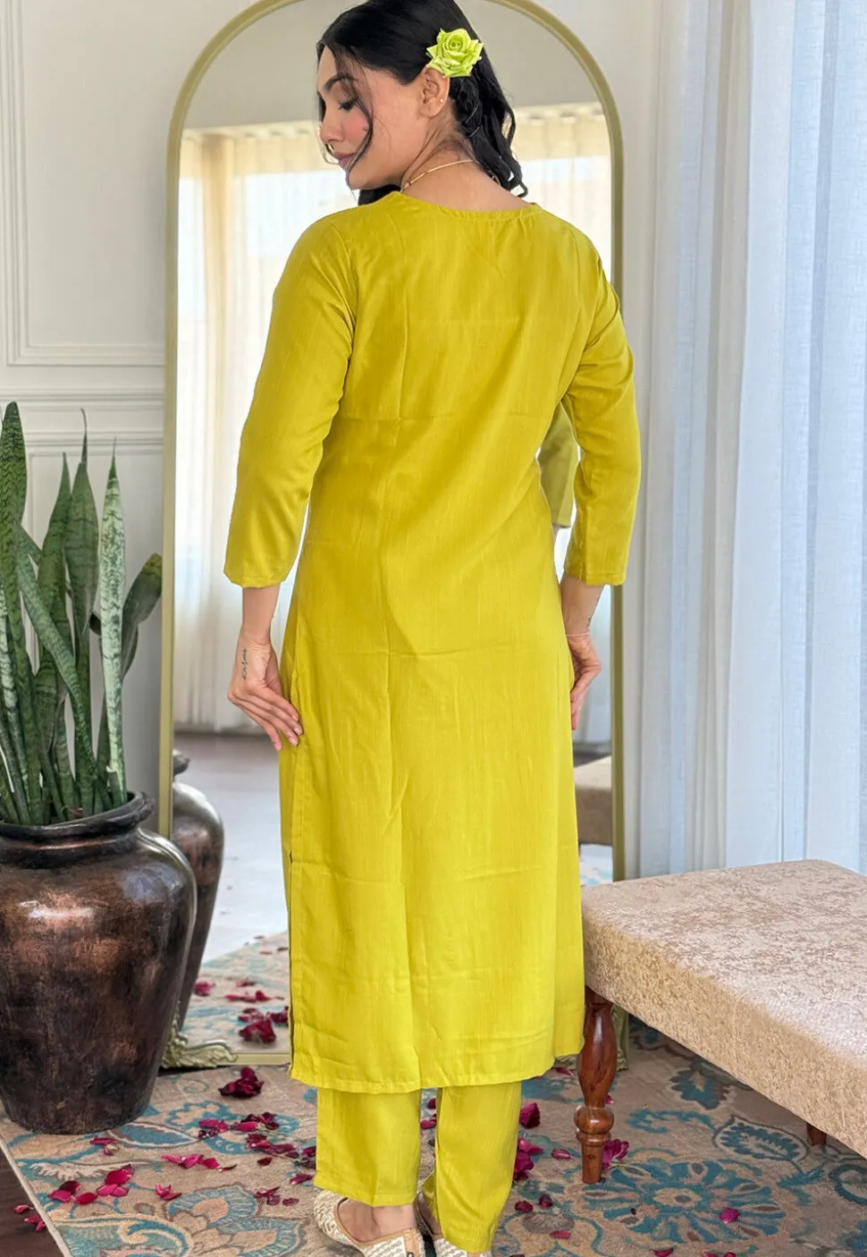 Embroidered Viscose Silk Pakistani Suit in Yellow