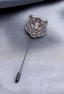 Fiery Tiger Metallic Lapel Pin