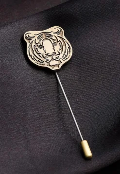 Fiery Tiger Metallic Lapel Pin