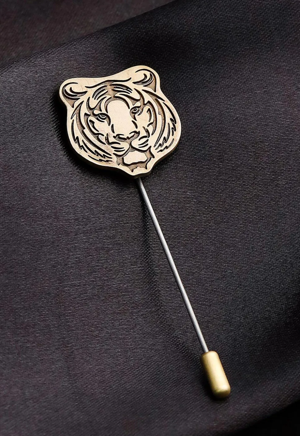 Fiery Tiger Metallic Lapel Pin