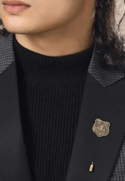 Fiery Tiger Metallic Lapel Pin