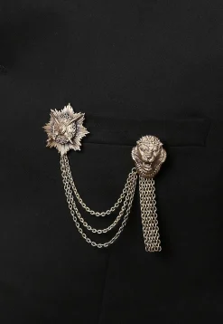 Fighter Lion Metallic Brooch