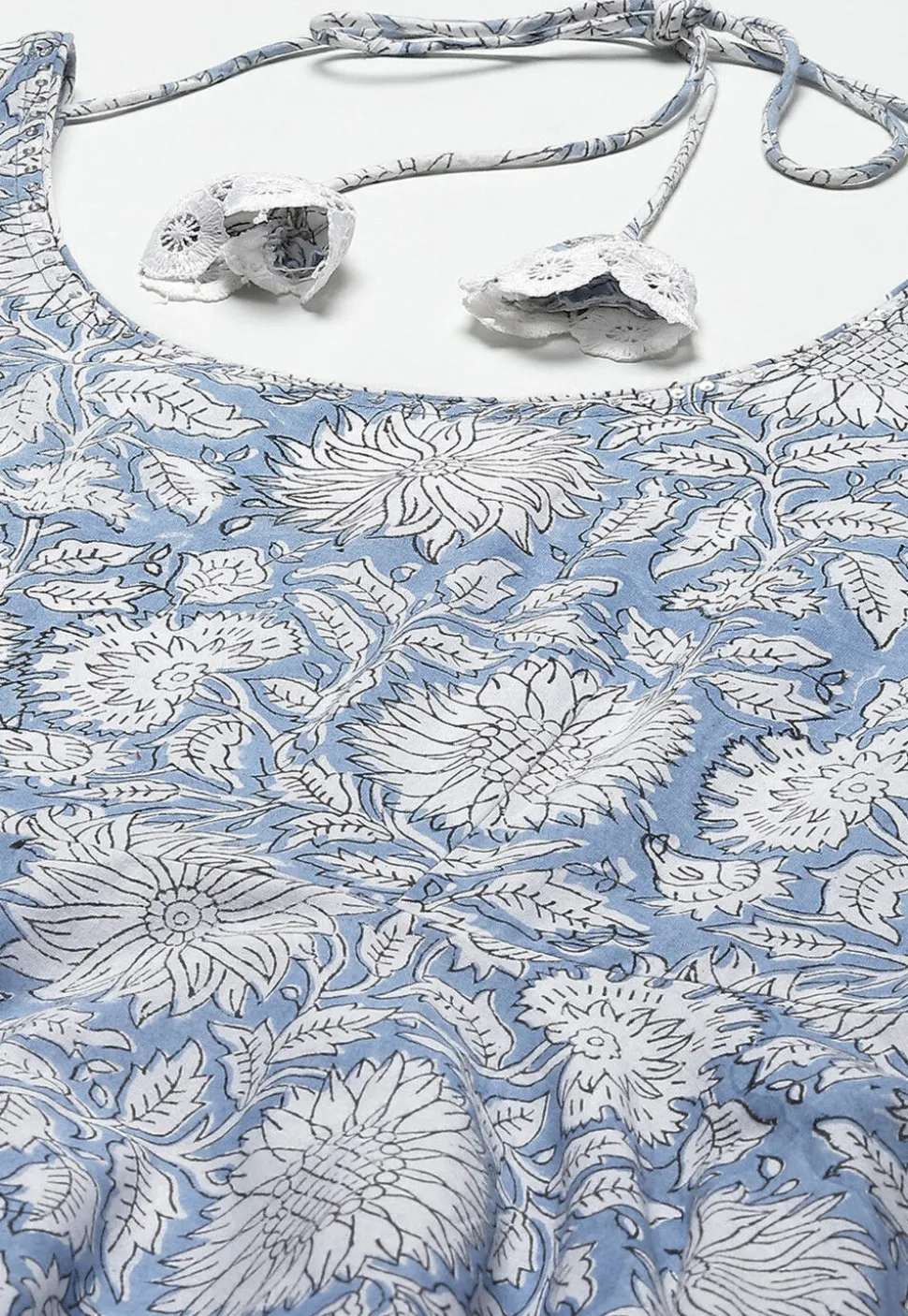 Floral Printed Cotton Pakistani Suit in Light Blue