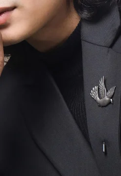 Flying Bird Metallic Lapel Pin