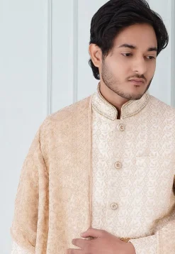 Foil Print Velvet Dupatta in Cream