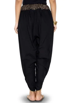 Foil printed Cotton Dhoti Pant in Black