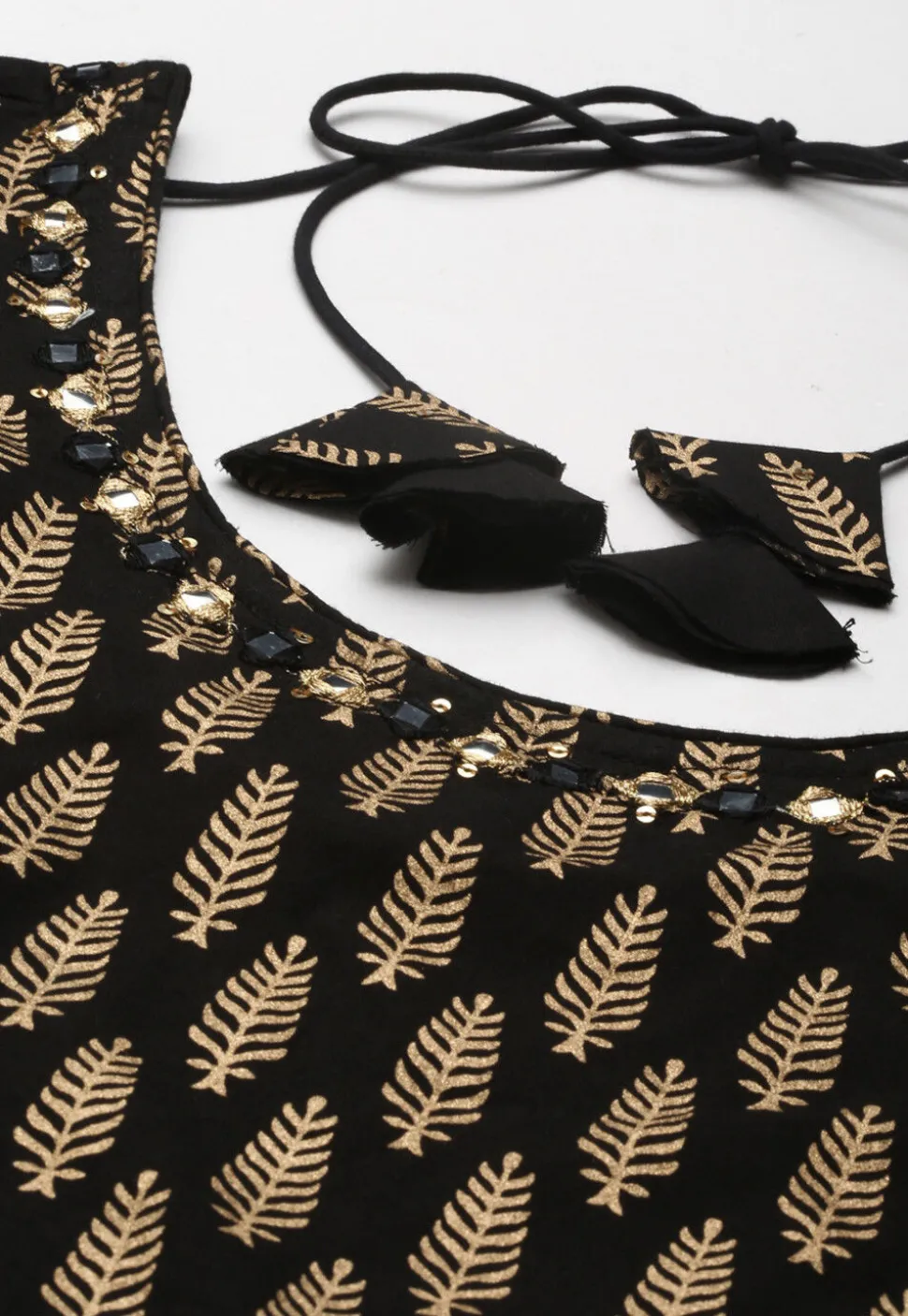 Foil Printed Cotton Pakistani Suit in Black