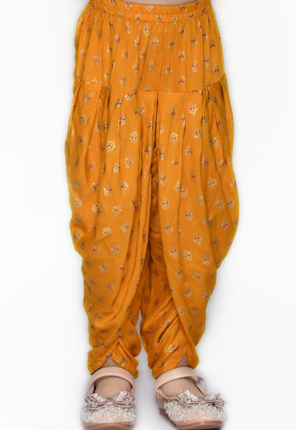 Foil Printed Cotton Punjabi Suit in Red