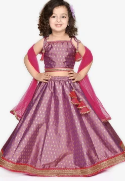 Foil Printed Cotton Silk Lehenga in Light Purple