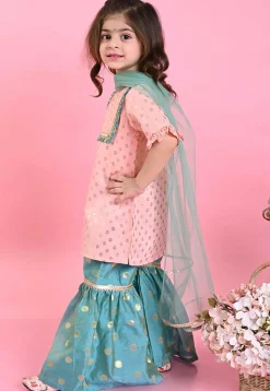 Foil Printed Cotton Silk Pakistani Suit in Pink