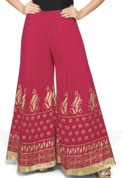 Foil Printed Georgette Palazzo in Magenta