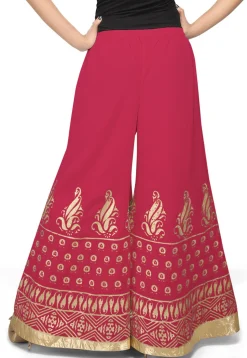 Foil Printed Georgette Palazzo in Magenta