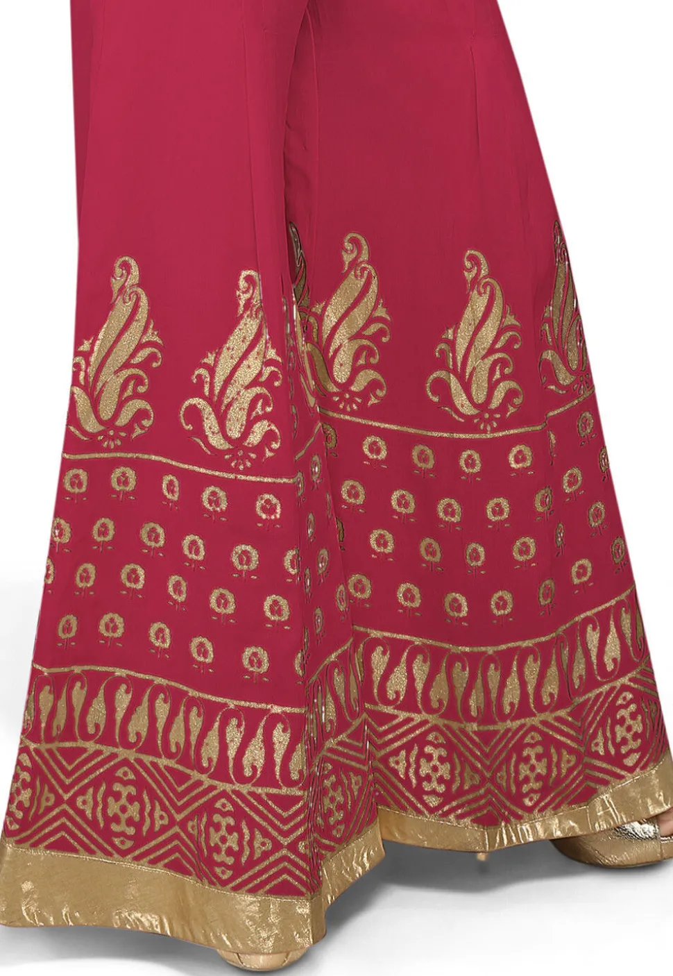 Foil Printed Georgette Palazzo in Magenta