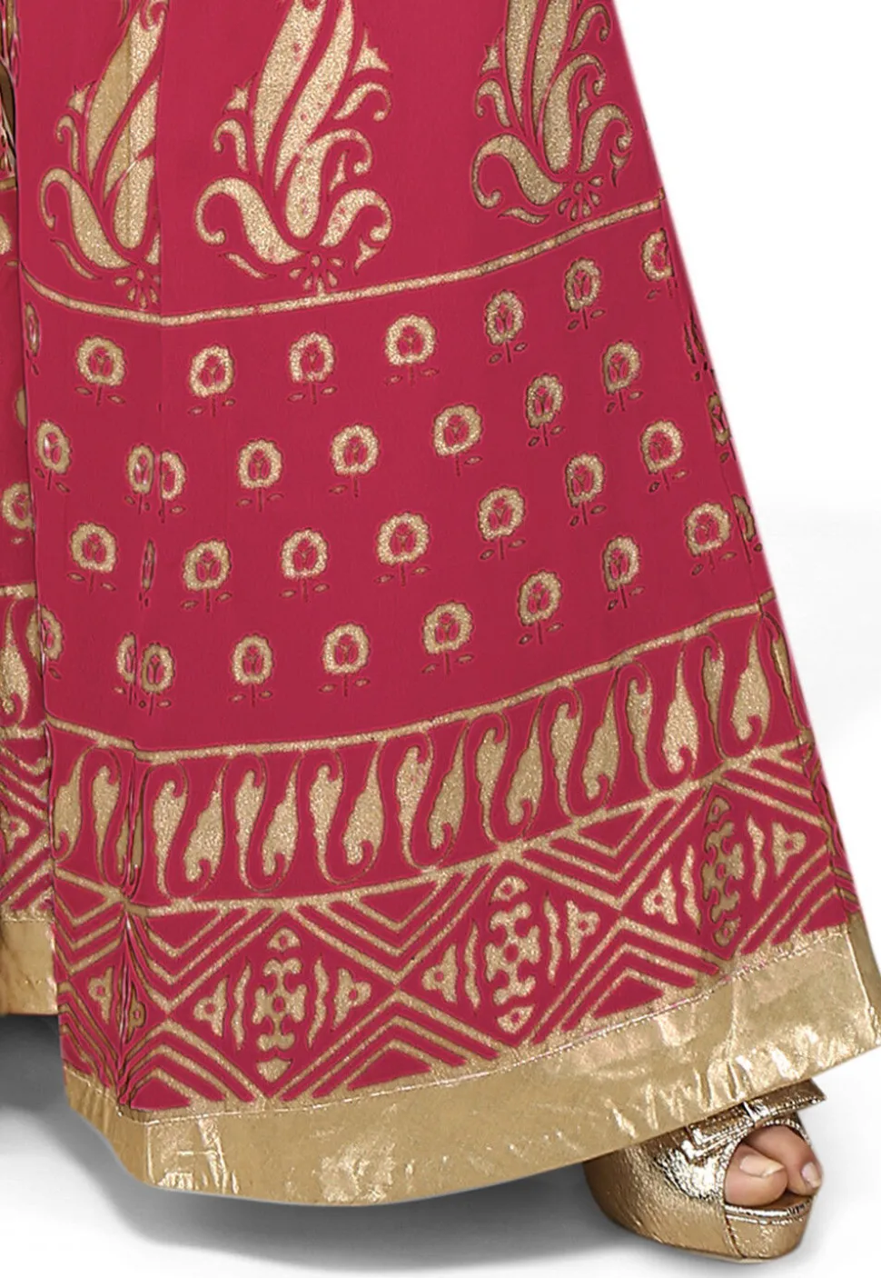 Foil Printed Georgette Palazzo in Magenta