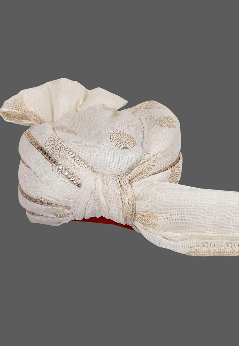 Foil Printed Kota Doria Kids Turban in Off White