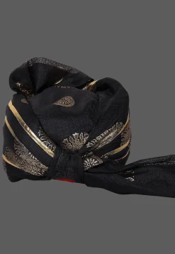 Foil Printed Kota Doria Kids Turban in Black