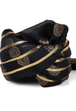 Foil Printed Kota Doria Turban in Black