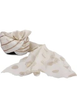 Foil Printed Kota Doria Turban in Off White