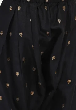 Foil Printed Rayon A Line Kurta Set in Black
