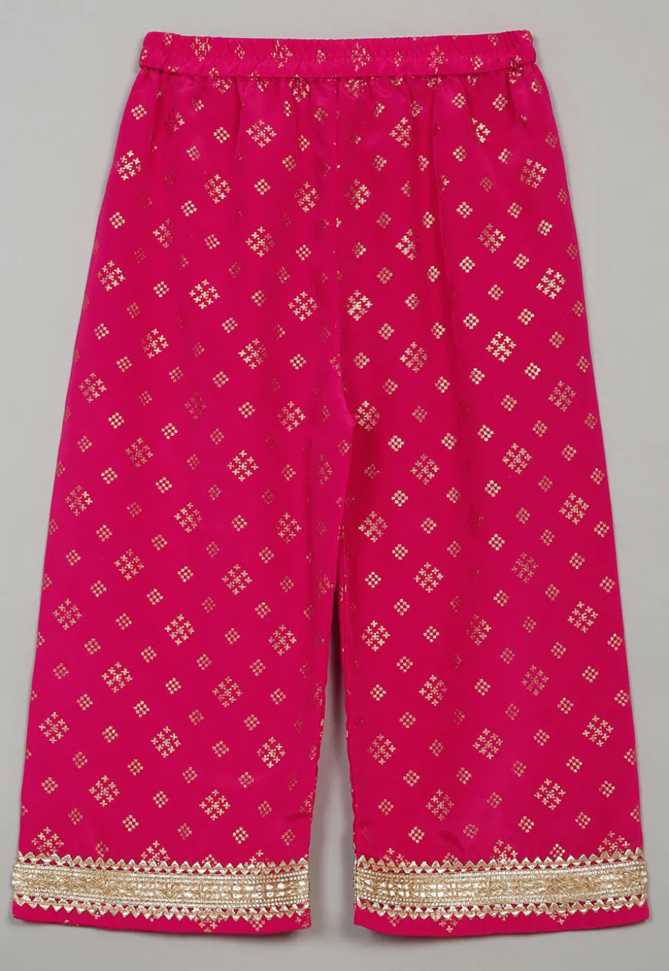 Foil Printed Rayon Kurta Set in Magenta