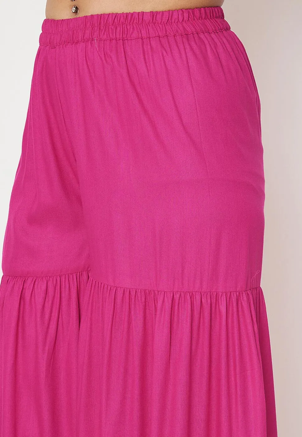 Foil Printed Viscose Rayon Sharara in Fuchsia
