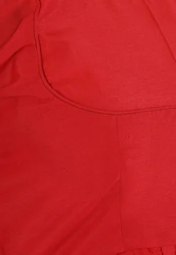 Frilled Cotton Silk Blouse in Red