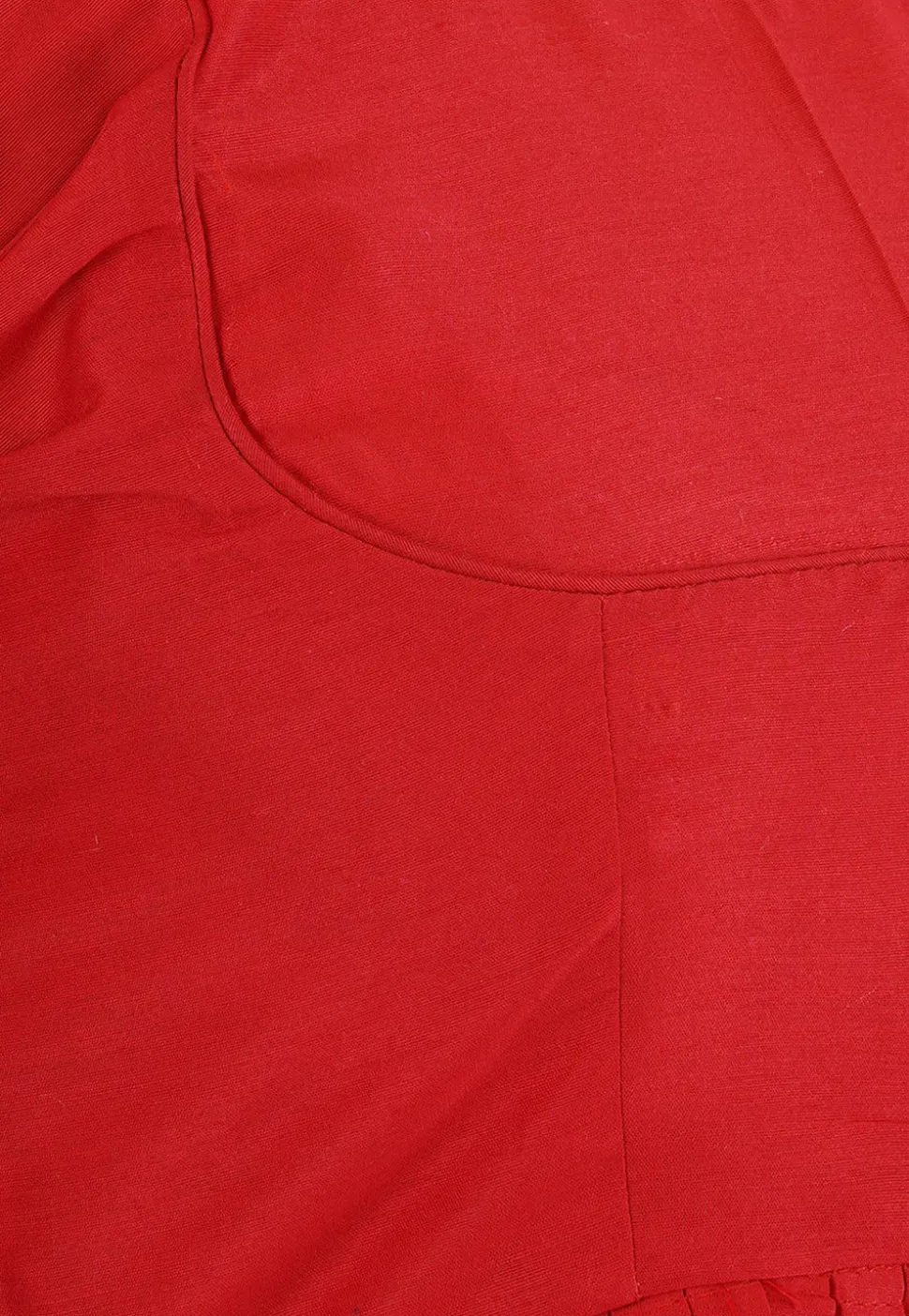 Frilled Cotton Silk Blouse in Red