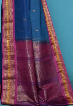 Gadwal Handloom Saree in Navy Blue