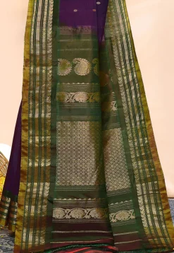 Gadwal Pure Silk Cotton Handloom Saree in Purple