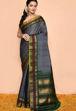 Gadwal Pure Silk Cotton Handloom Saree in Grey