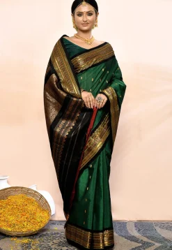 Gadwal Pure Silk Cotton Handloom Saree in Green