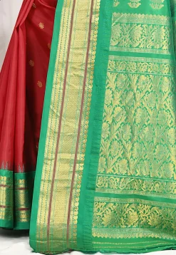 Gadwal Pure Silk Handloom Saree in Red